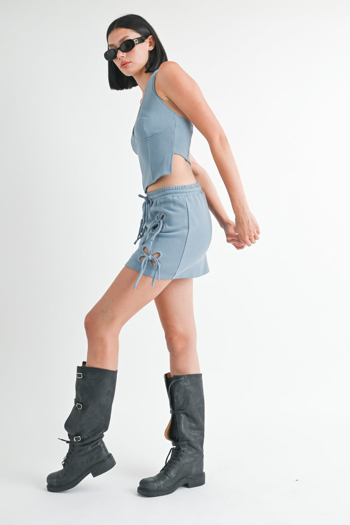 French Terry Cutout Mini Skirt