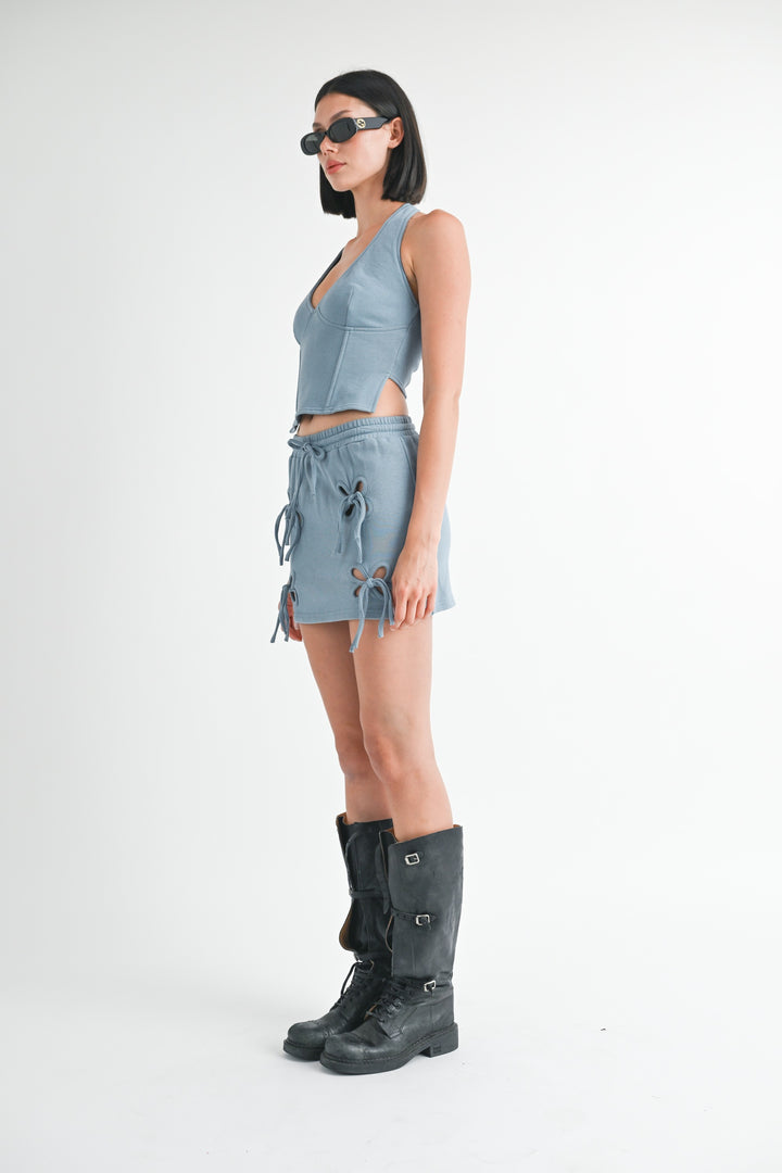 French Terry Cutout Mini Skirt