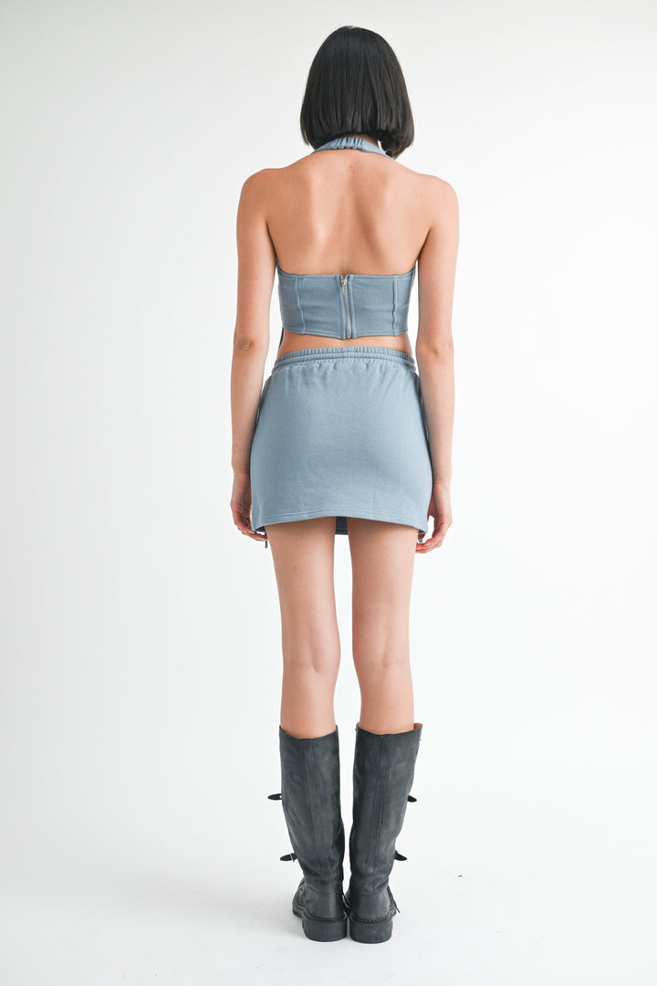 French Terry Cutout Mini Skirt