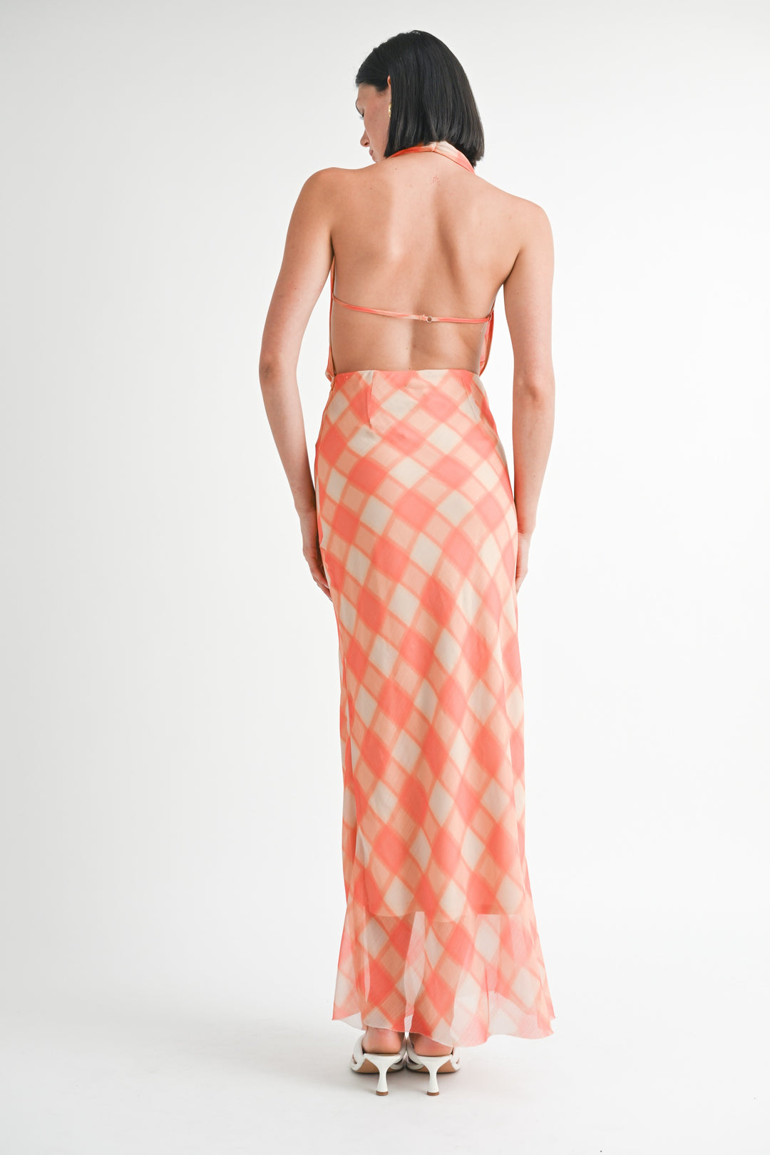 Halter Maxi Satin Dress With Open Back