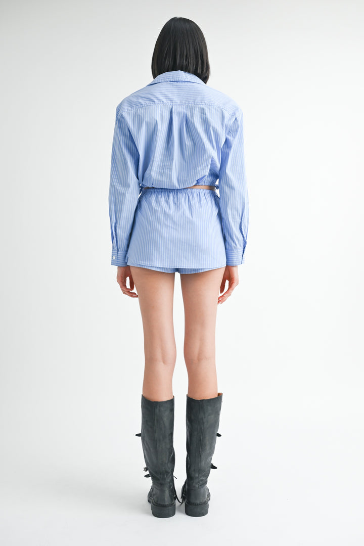 Drawstring Mini Skort With Buttons