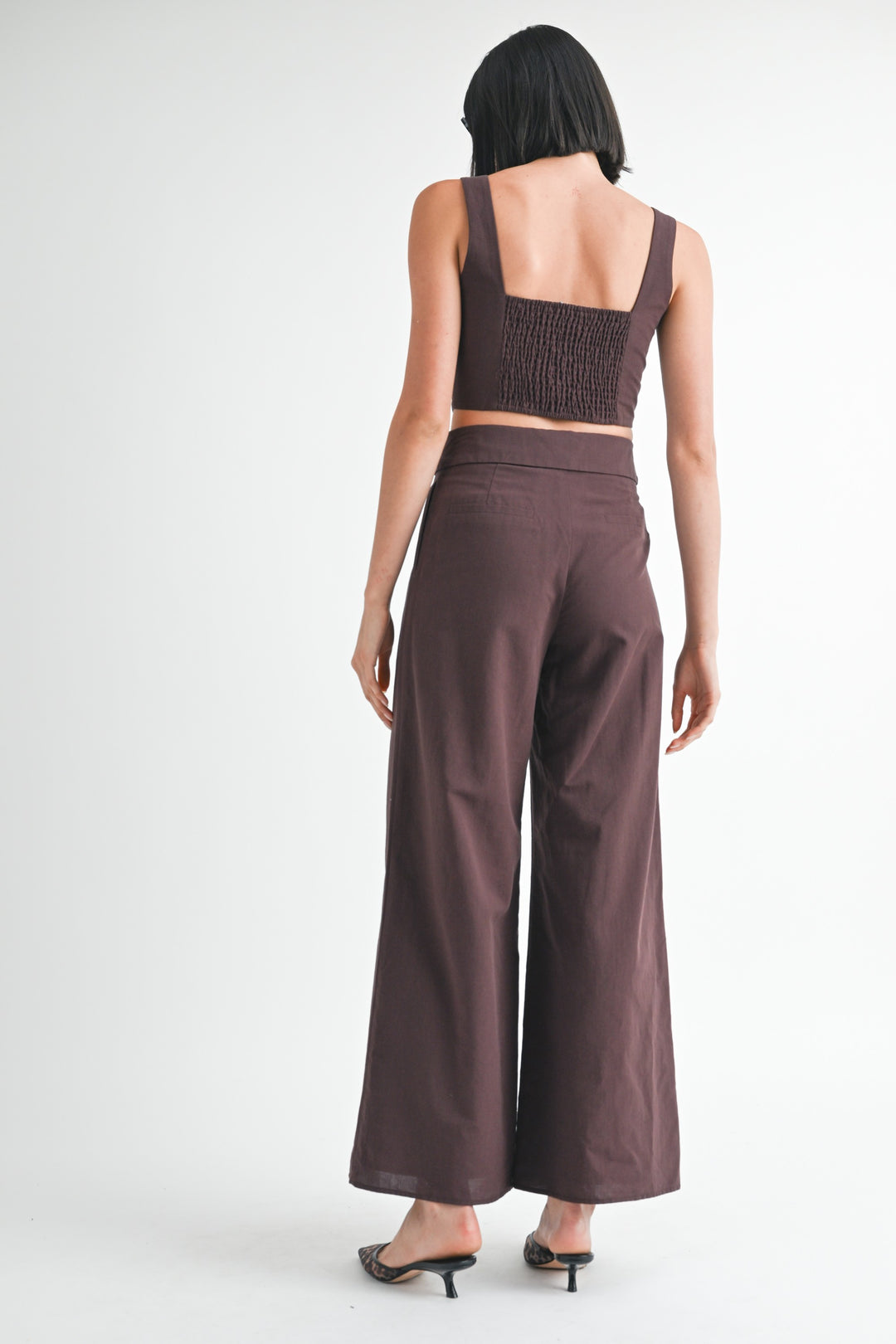 Button Up Cropped Top With Shoulder Ties