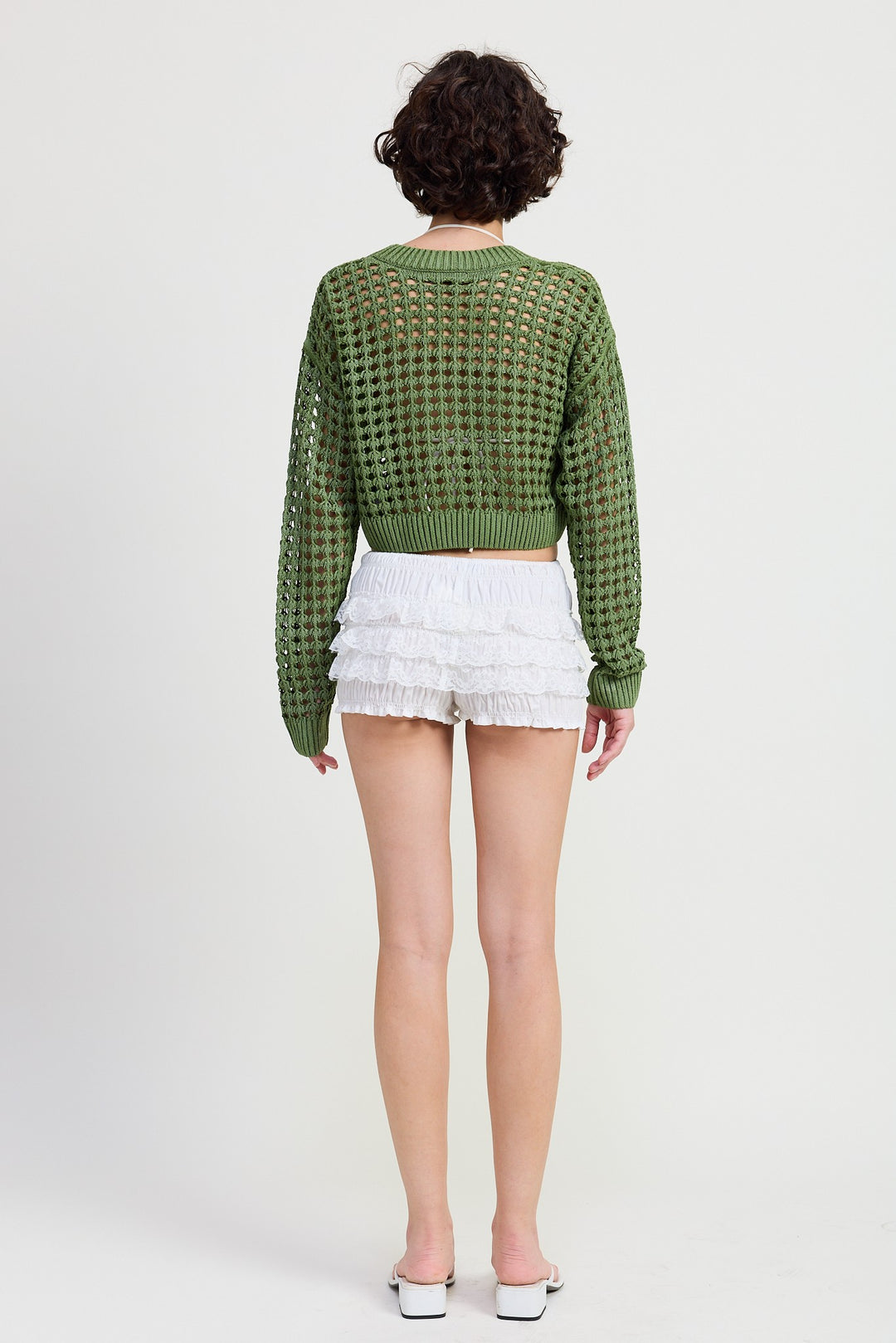 Round Neck Knitted Crop Sweater Top
