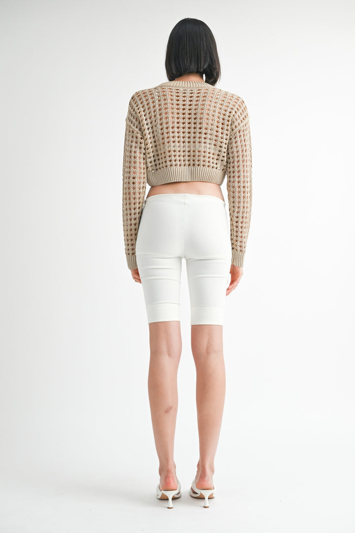 Round Neck Knitted Crop Sweater Top
