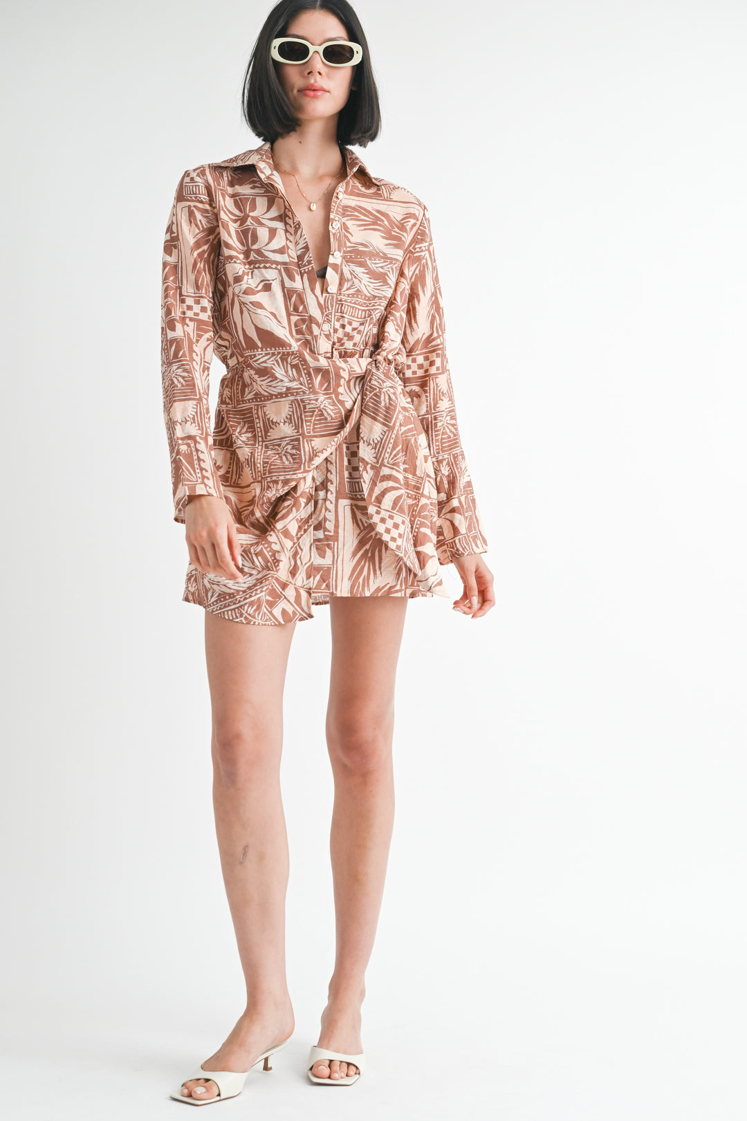 Wrapped Button Up Mini Dress