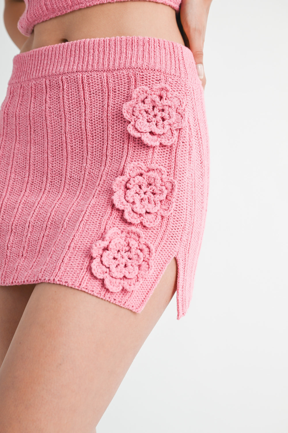 Pink Mini Crochet Skirt
