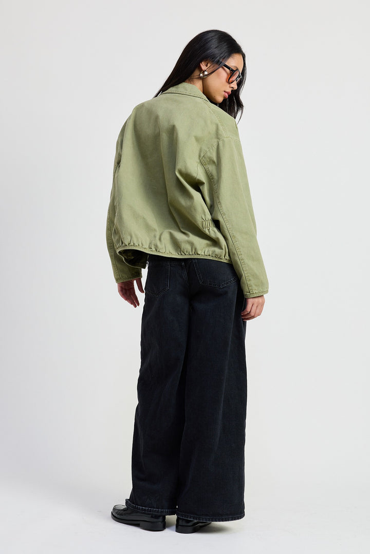 SAND Long Sleeve Collared Denim Jacket