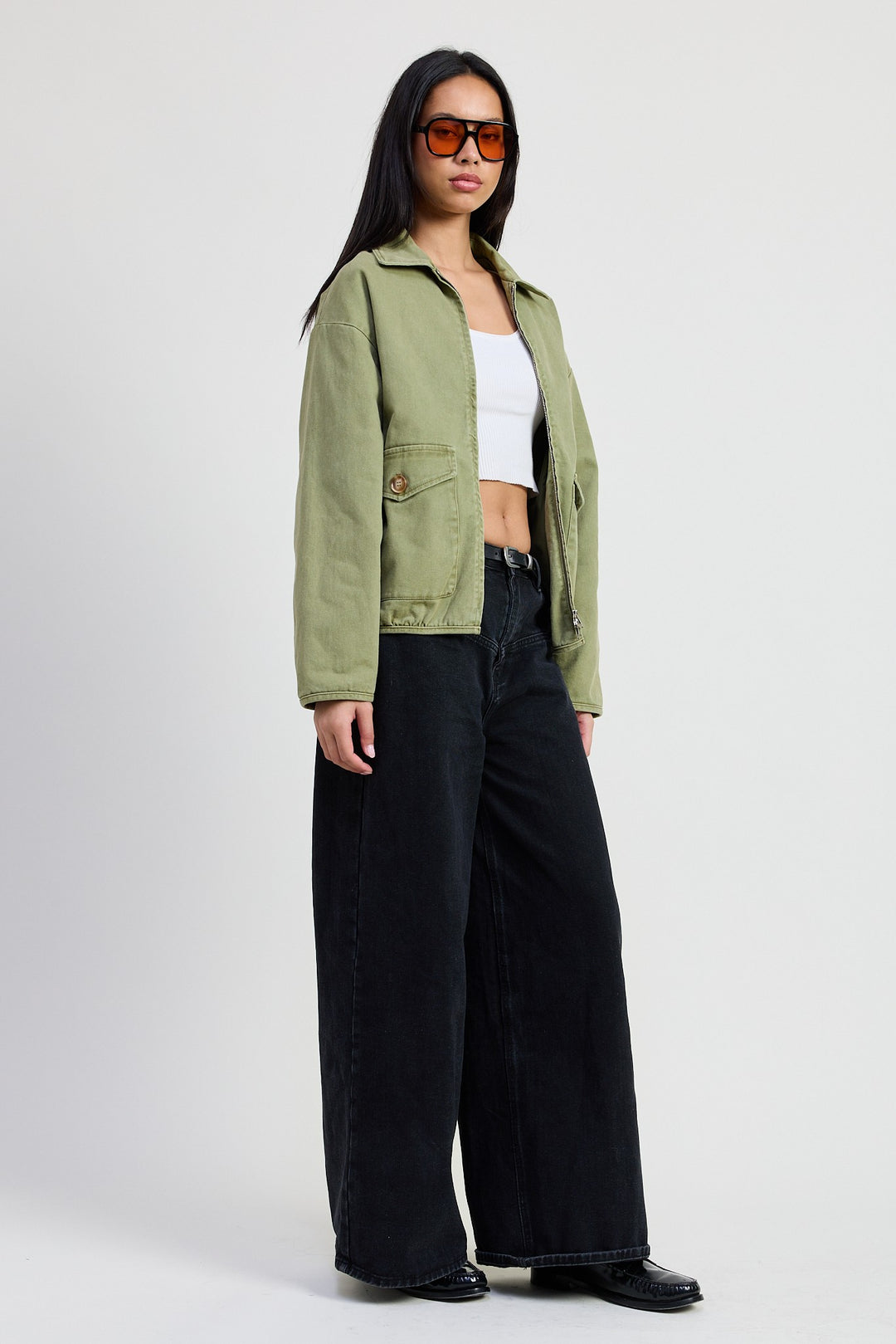 SAND Long Sleeve Collared Denim Jacket