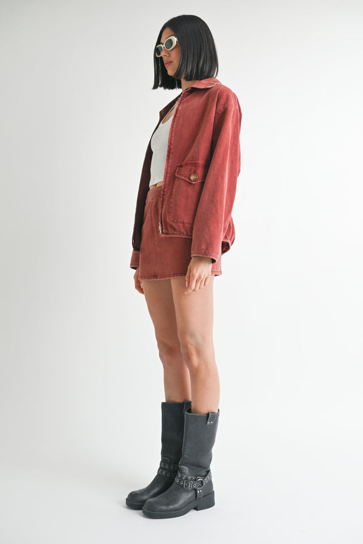 Long Sleeve Collared Denim Jacket