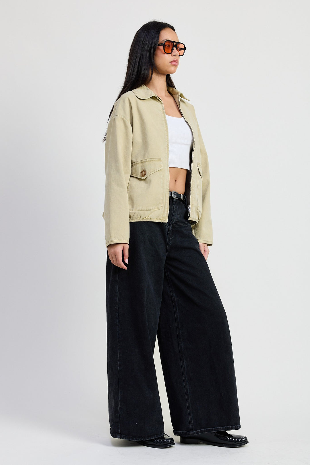 Long Sleeve Collared Denim Jacket