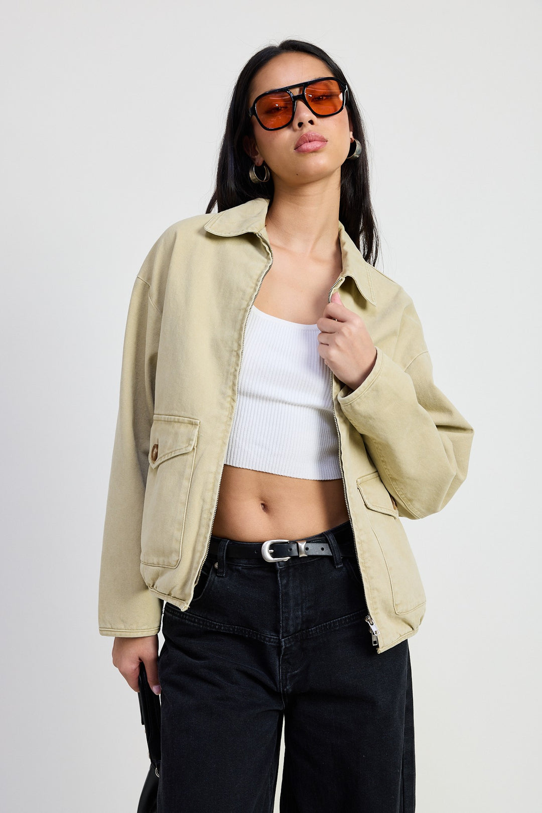 Long Sleeve Collared Denim Jacket