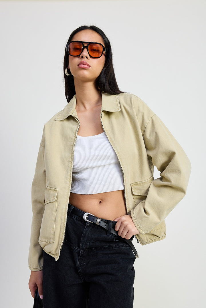 Long Sleeve Collared Denim Jacket