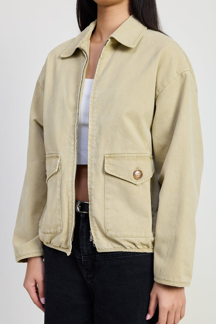 Long Sleeve Collared Denim Jacket