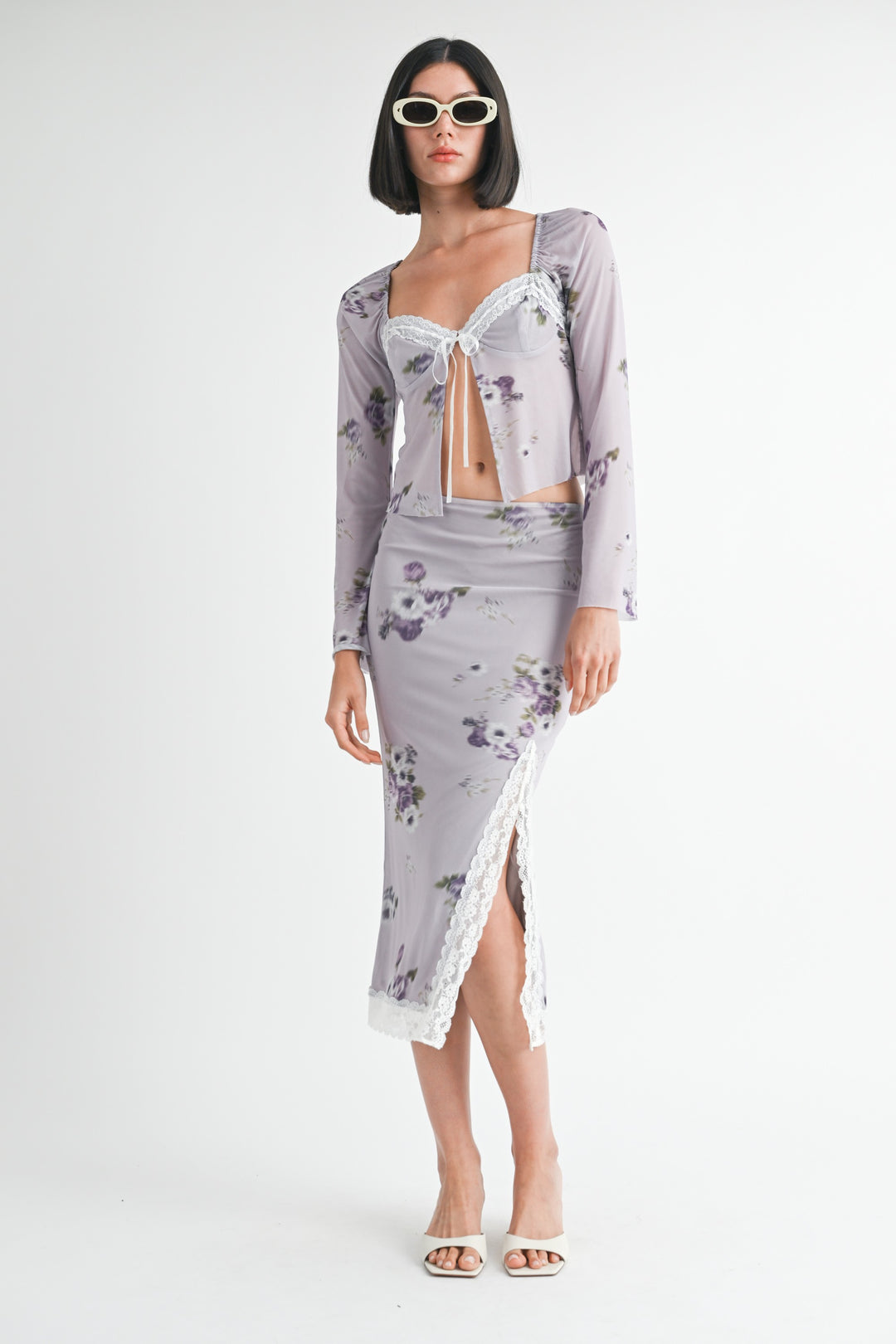 Fly Away Floral Top With Lace