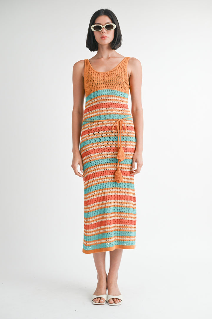 Scoop Neck Crochet Maxi Dress