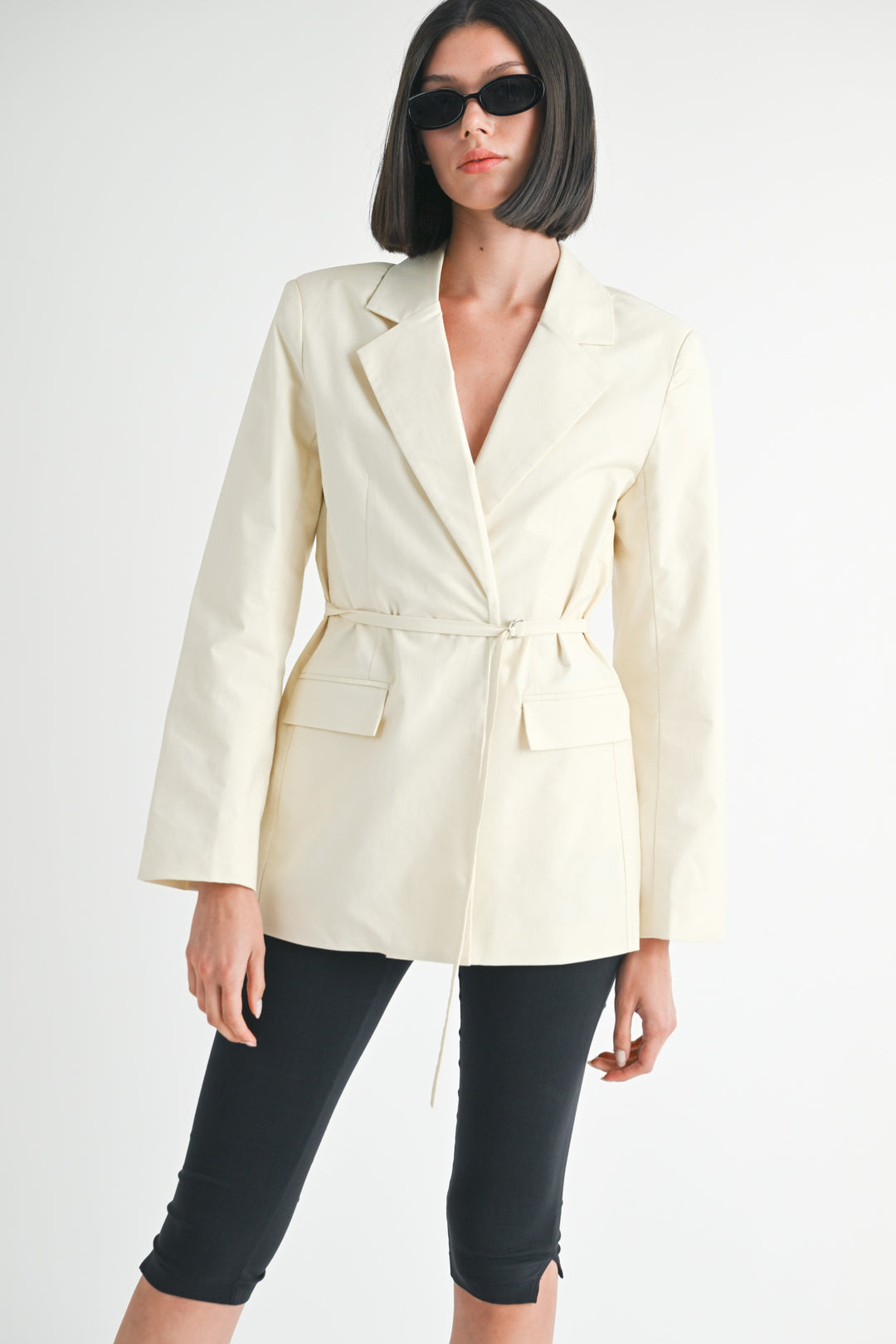 IVORY Blazer With Waist Belt