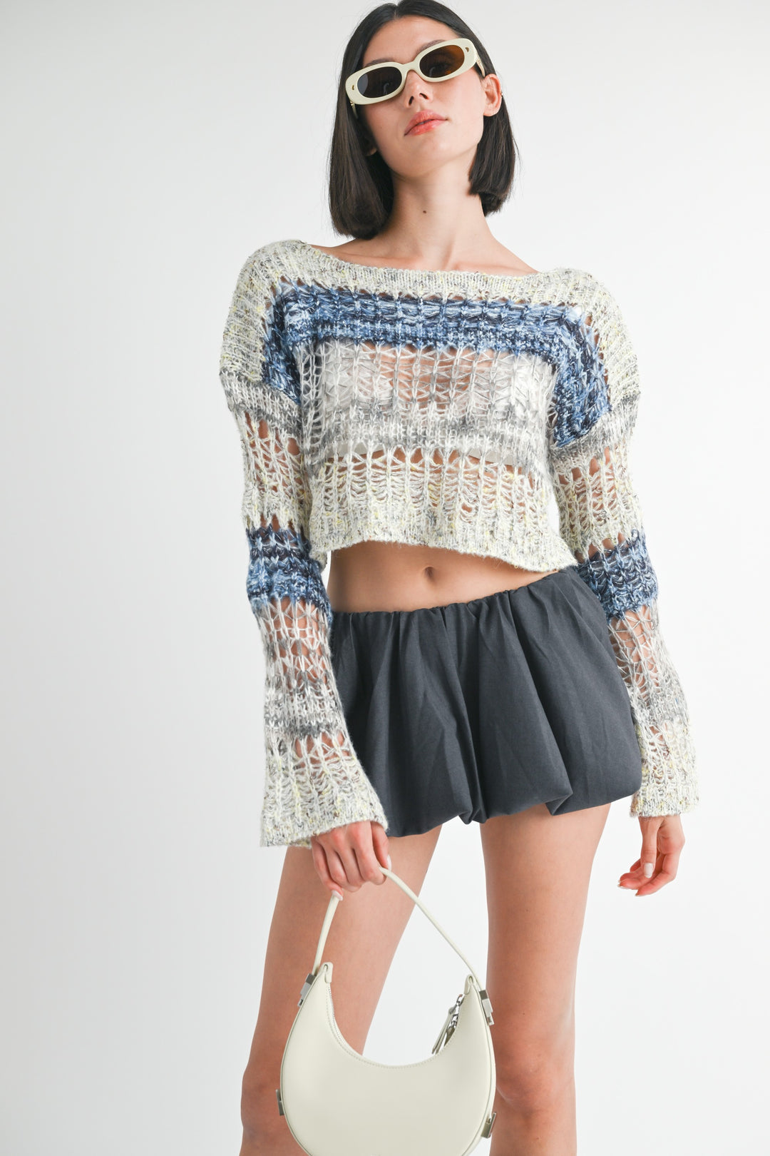 Multi Loose Knitted Crop Sweater