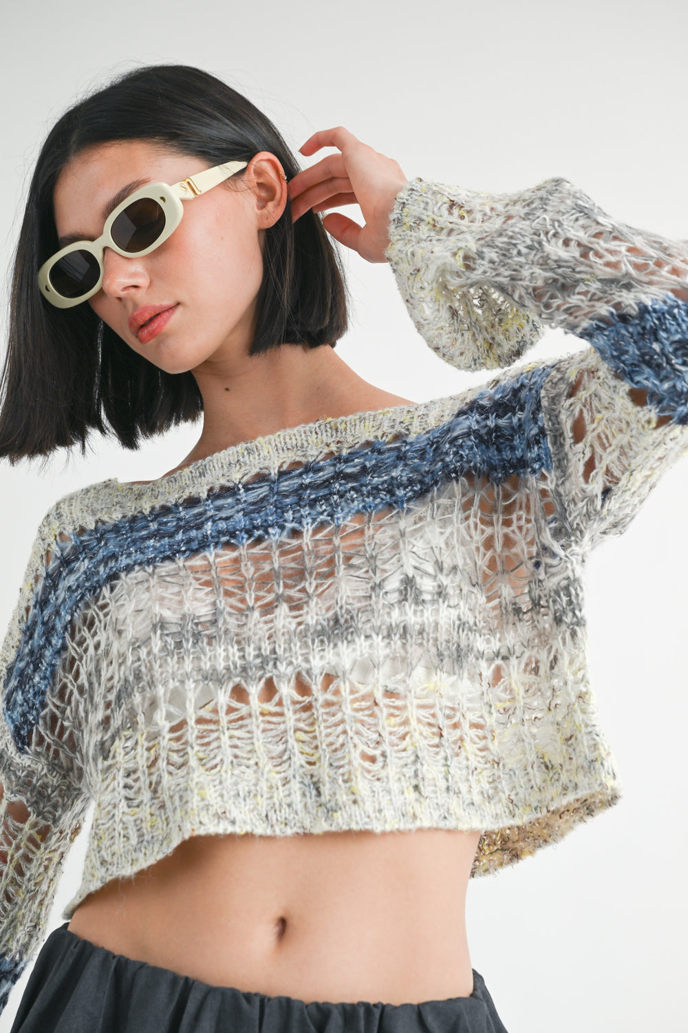 Multi Loose Knitted Crop Sweater