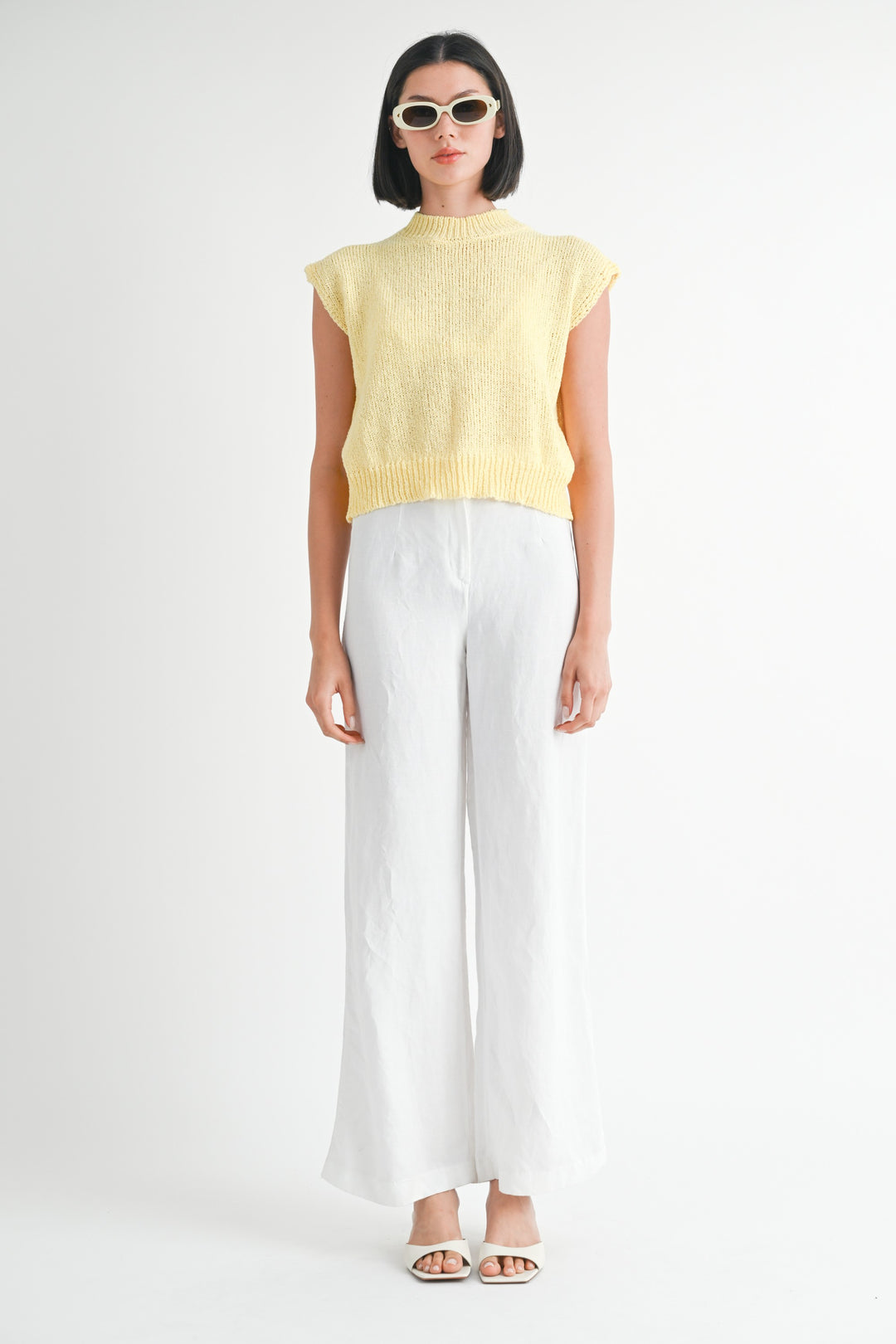 PALE YELLOW Sleeveless Sweater Top