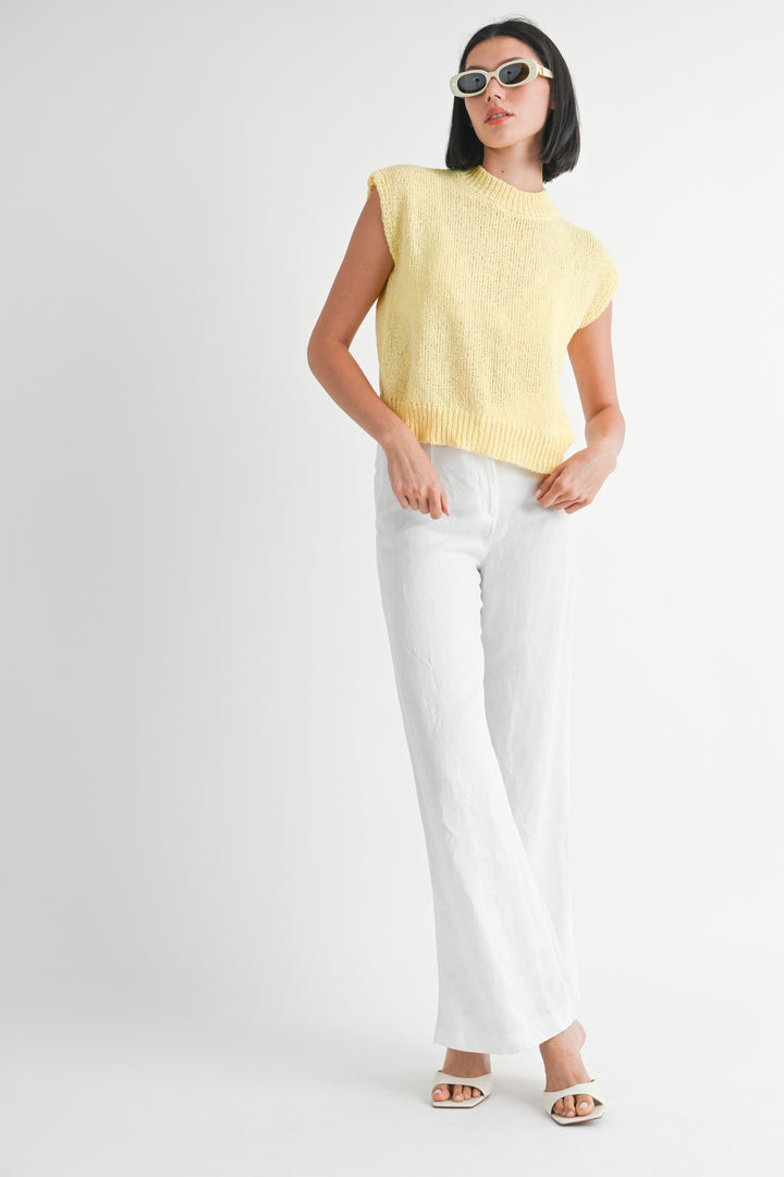 PALE YELLOW Sleeveless Sweater Top