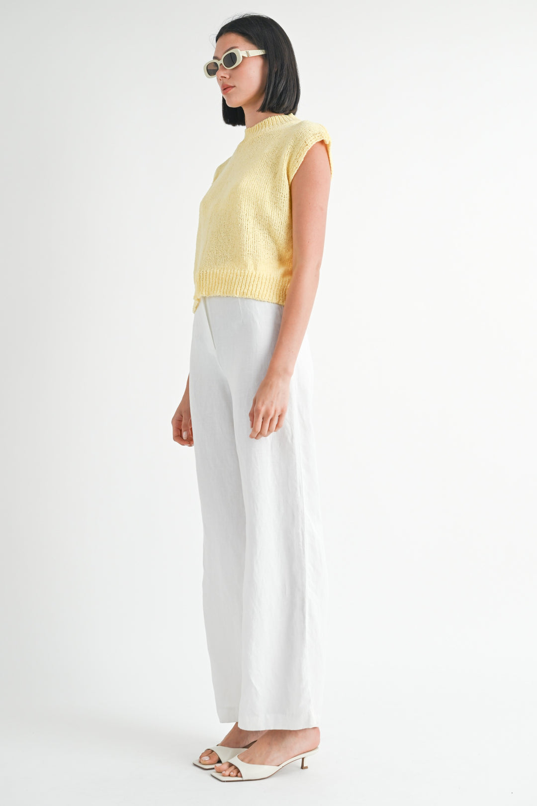 PALE YELLOW Sleeveless Sweater Top