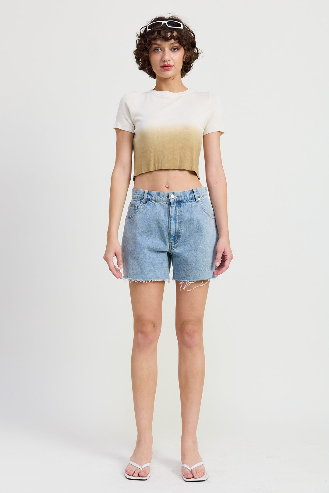 Ombre Crew Neck Cropped Top