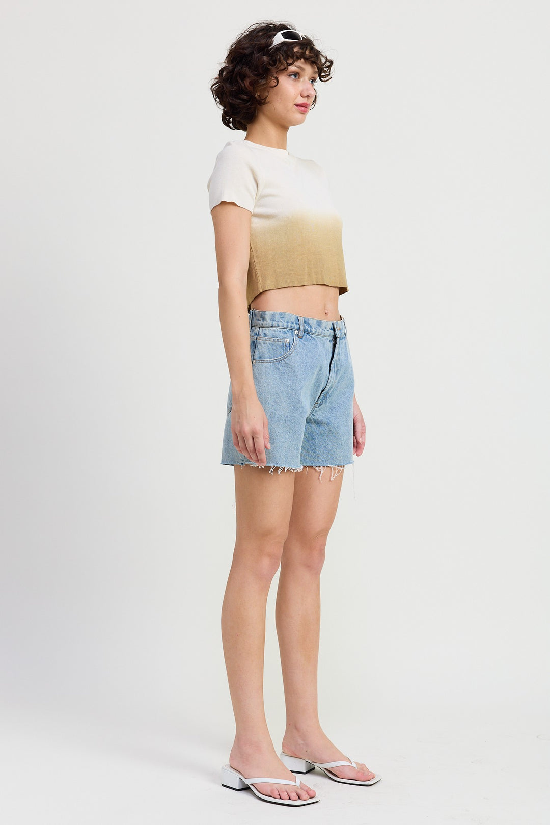 Ombre Crew Neck Cropped Top