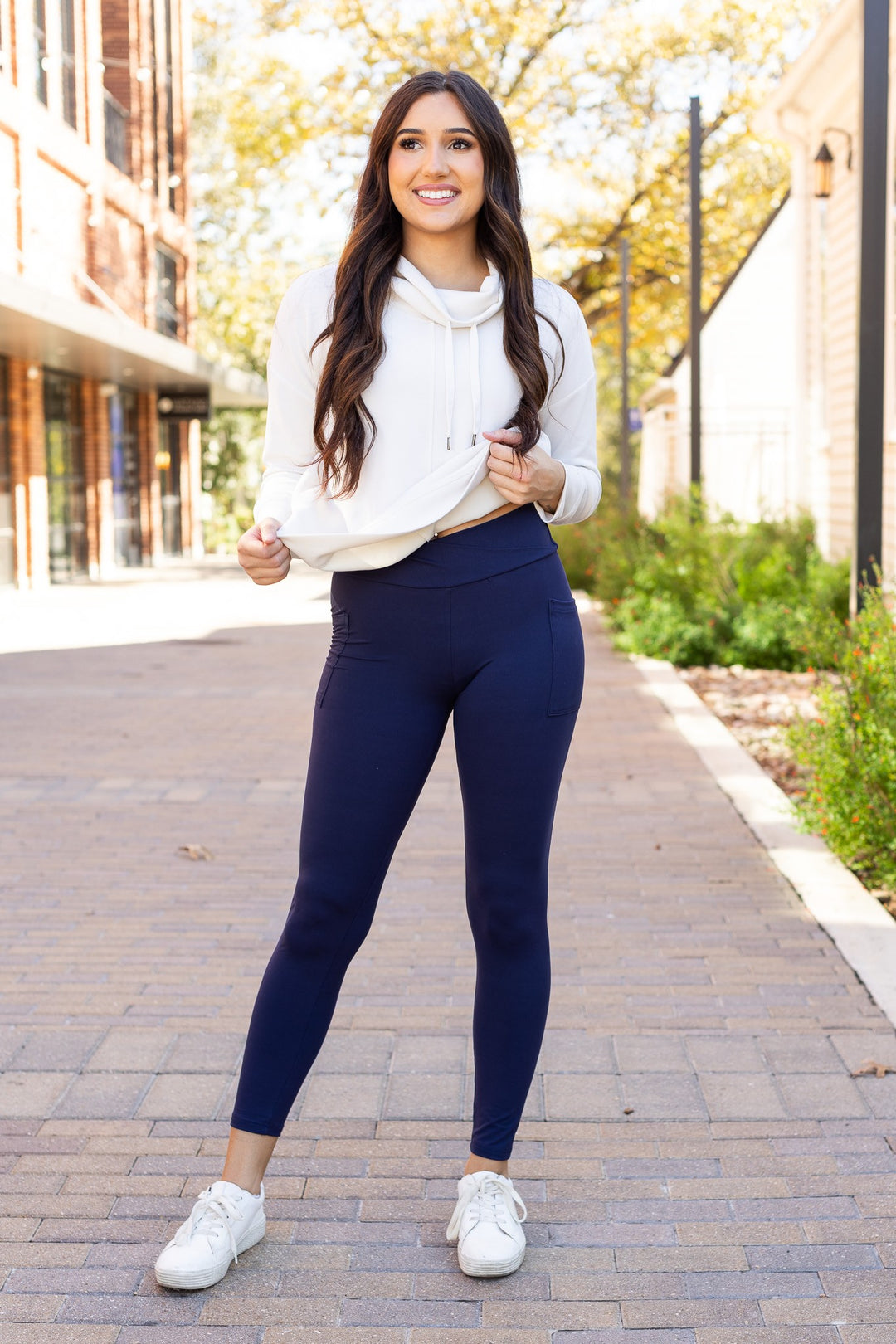 Navy The Nadia Navy Crossover Full Length Leggings 1