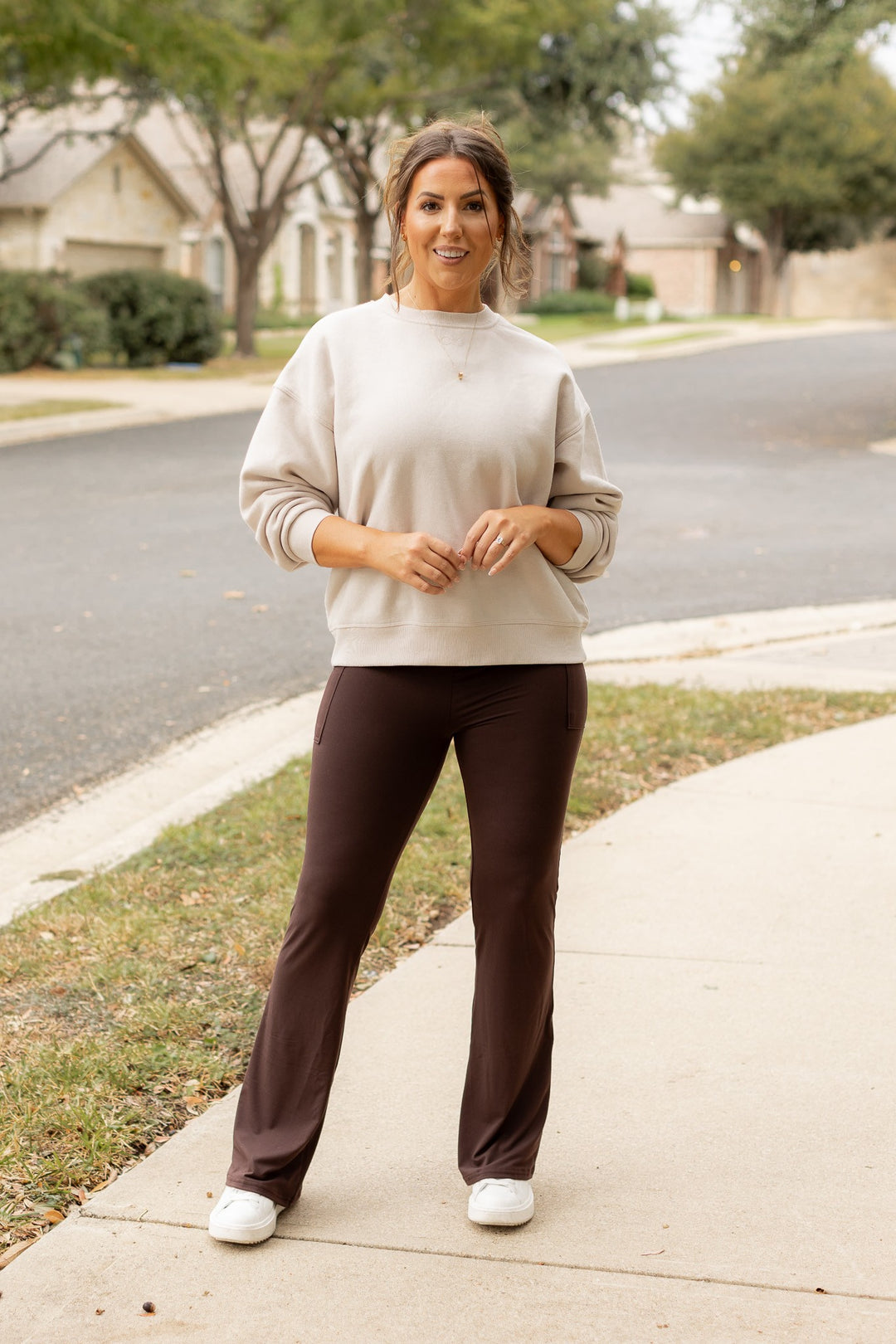 The Rhea Brown Bootcut Leggings 1
