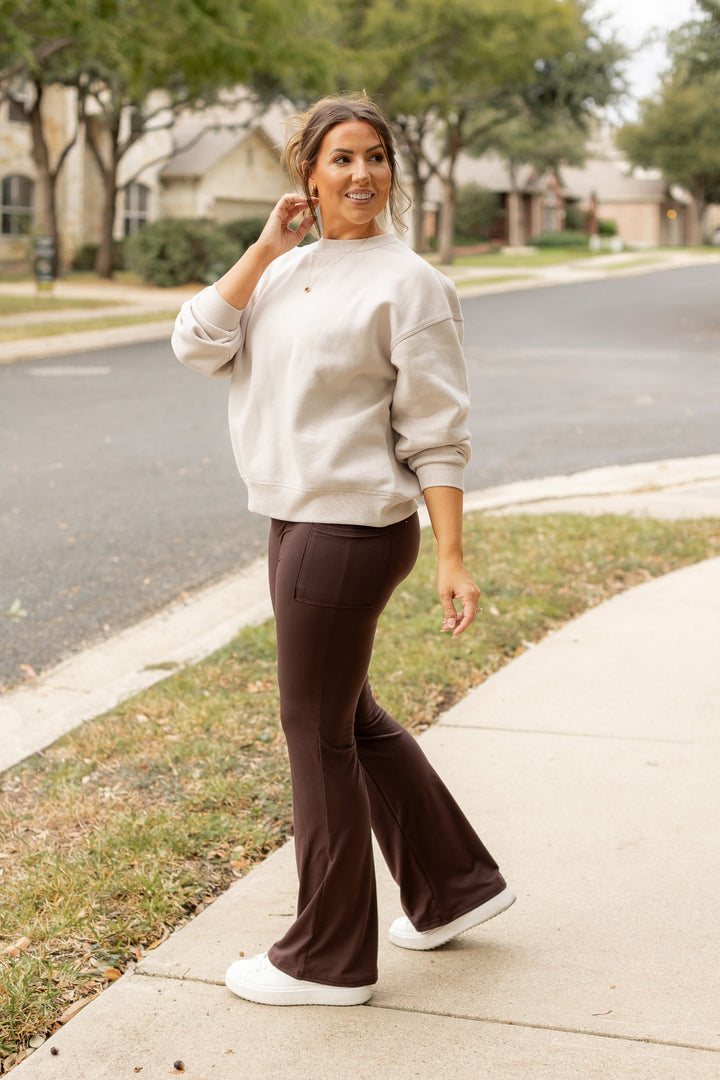 The Rhea Brown Bootcut Leggings 1