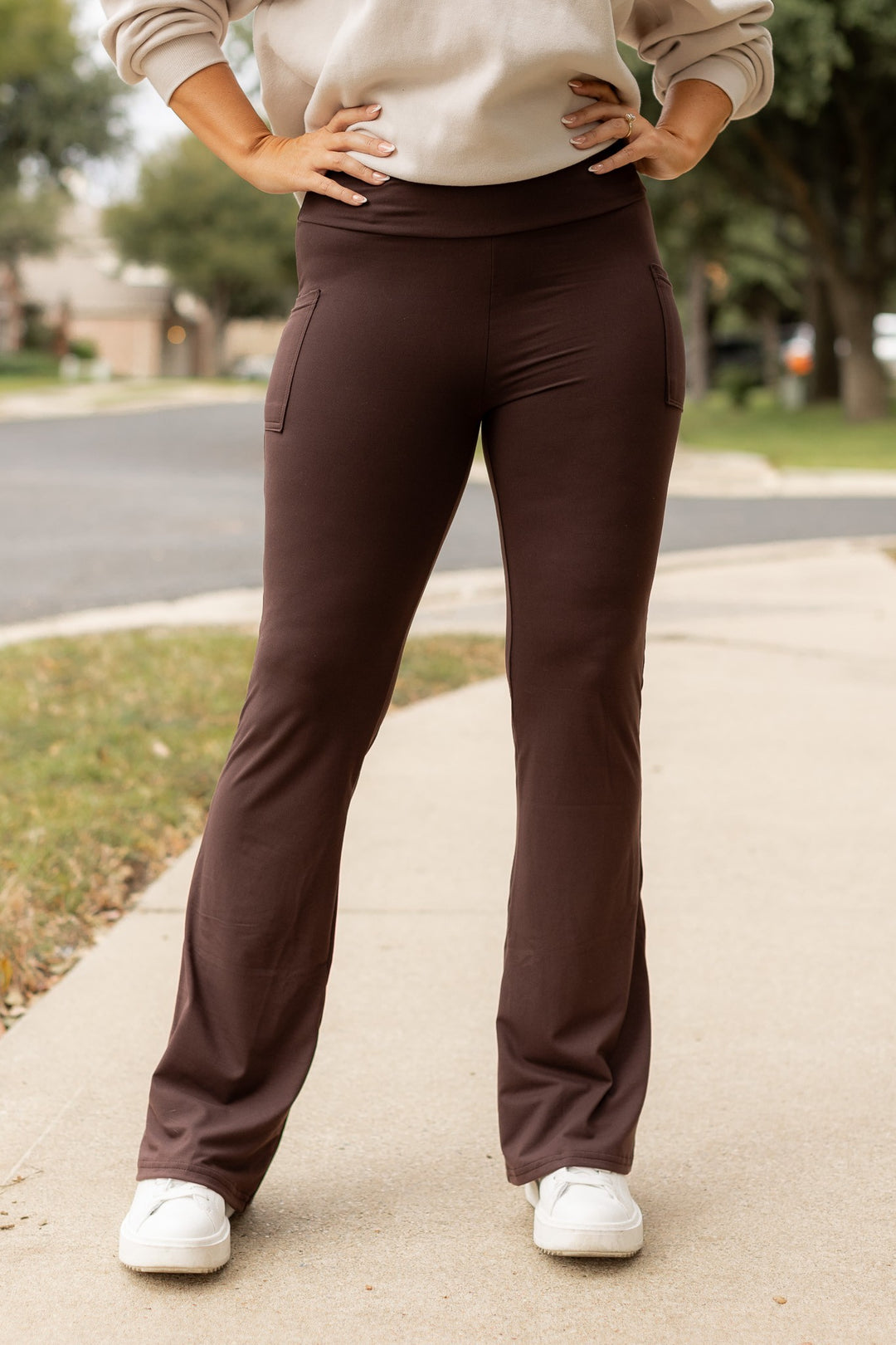 The Rhea Brown Bootcut Leggings 1