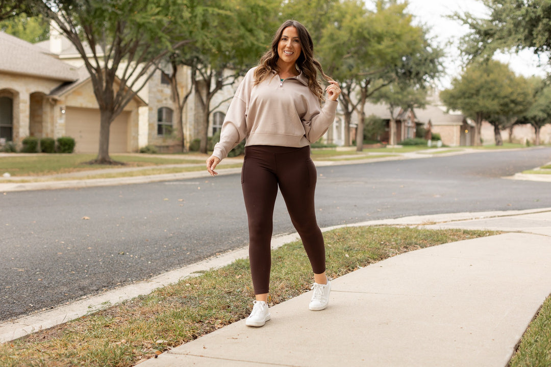 Belle Brown Fleece Full Length Leggings