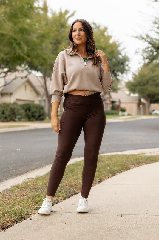 Brown The Becca Brown Crossover Full Length Leggings 1