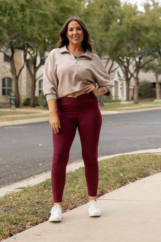 The Molly Maroon Crossover Full Length Leggings 1