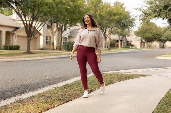 The Molly Maroon Crossover Full Length Leggings 1