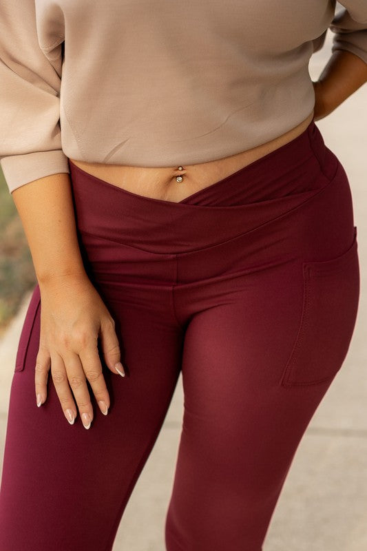 The Molly Maroon Crossover Full Length Leggings 1