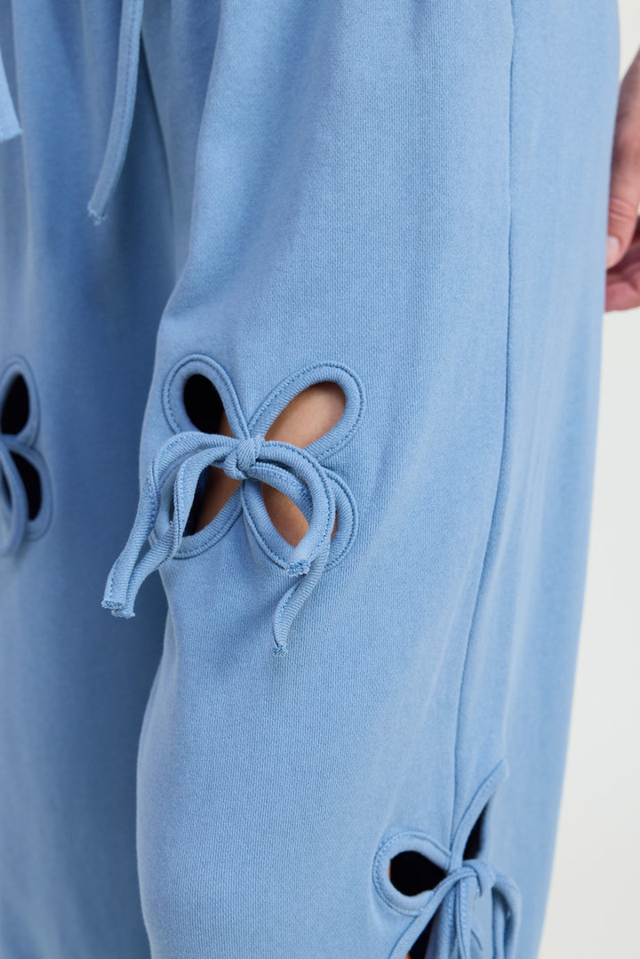 Ivory French Terry Pants With Cutout Detail