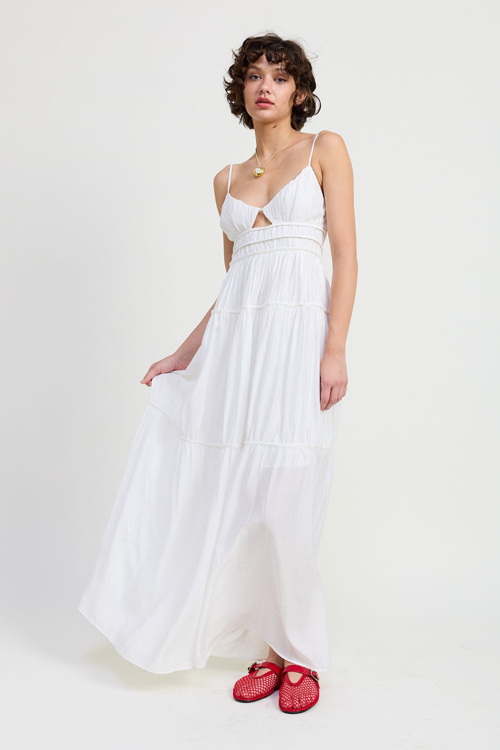 Maxi Ruffle Tie Back Dress