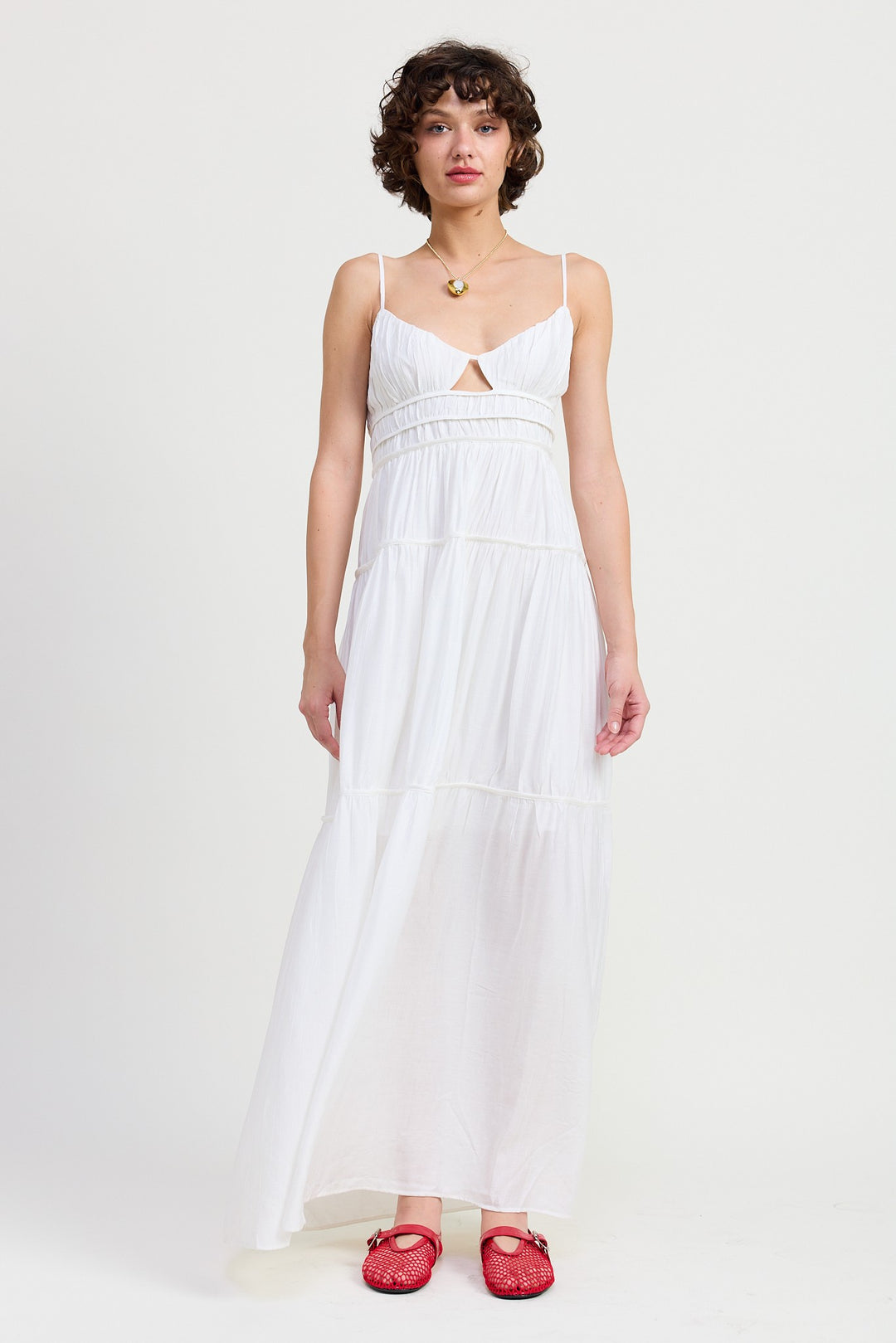 Maxi Ruffle Tie Back Dress