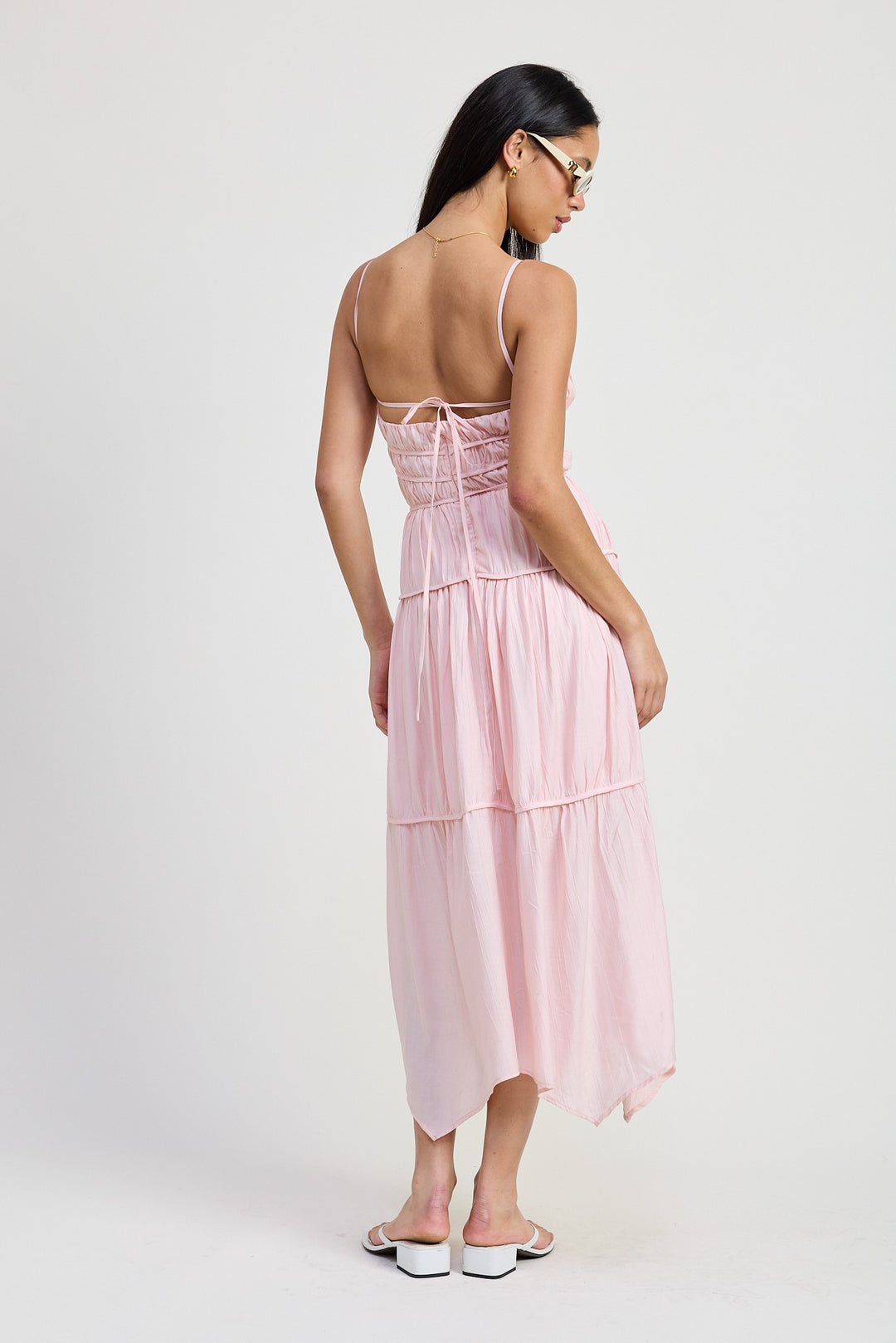 Maxi Ruffle Tie Back Dress
