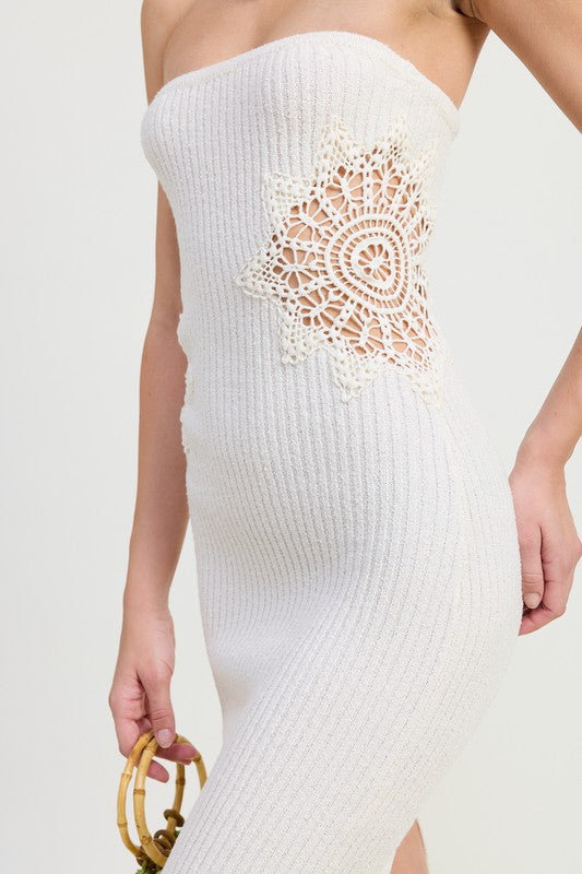 WHITE Bodycon Tube Midi Dress