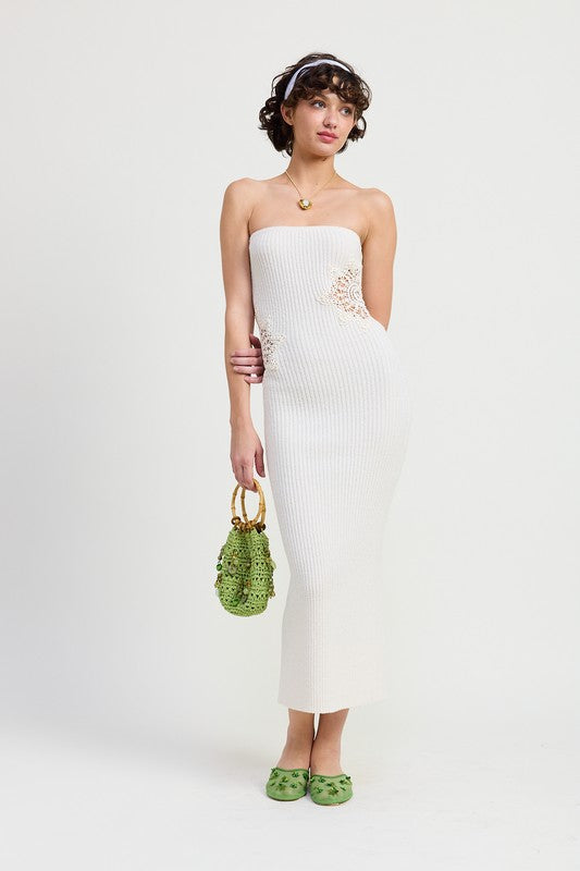WHITE Bodycon Tube Midi Dress