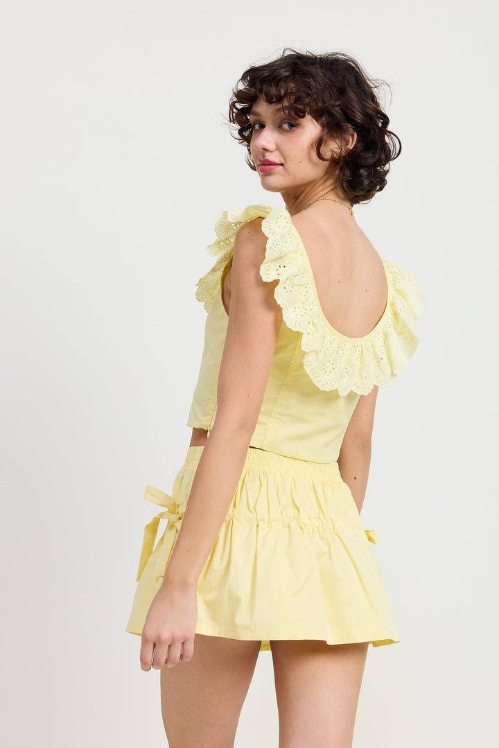 Sqaure Neck Ruffle Corset Top