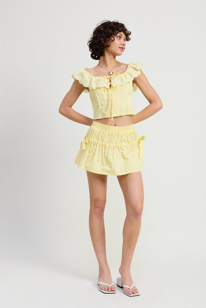 Sqaure Neck Ruffle Corset Top