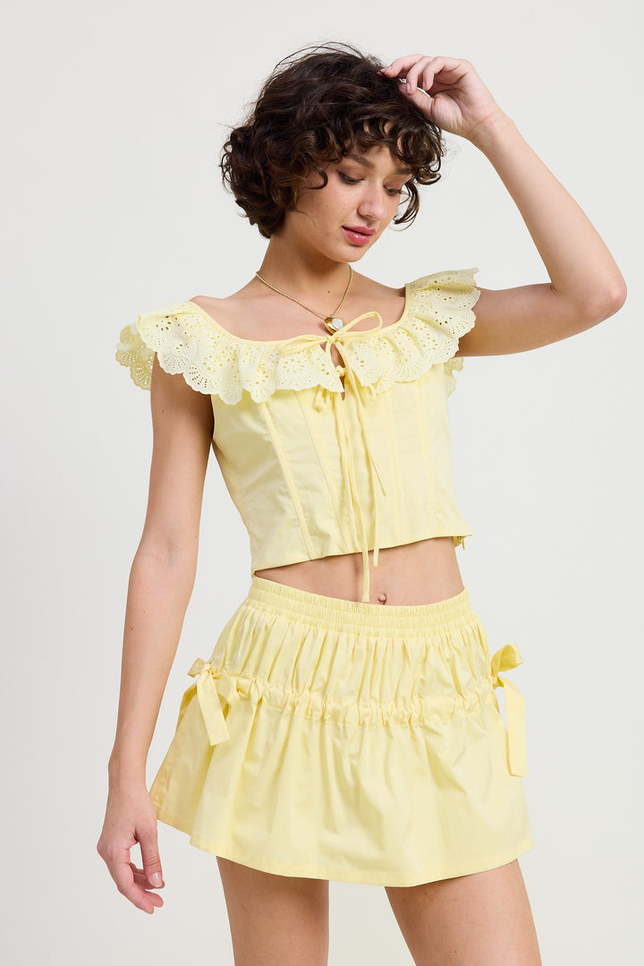Mnii Ruched Poplin Mini Skirt
