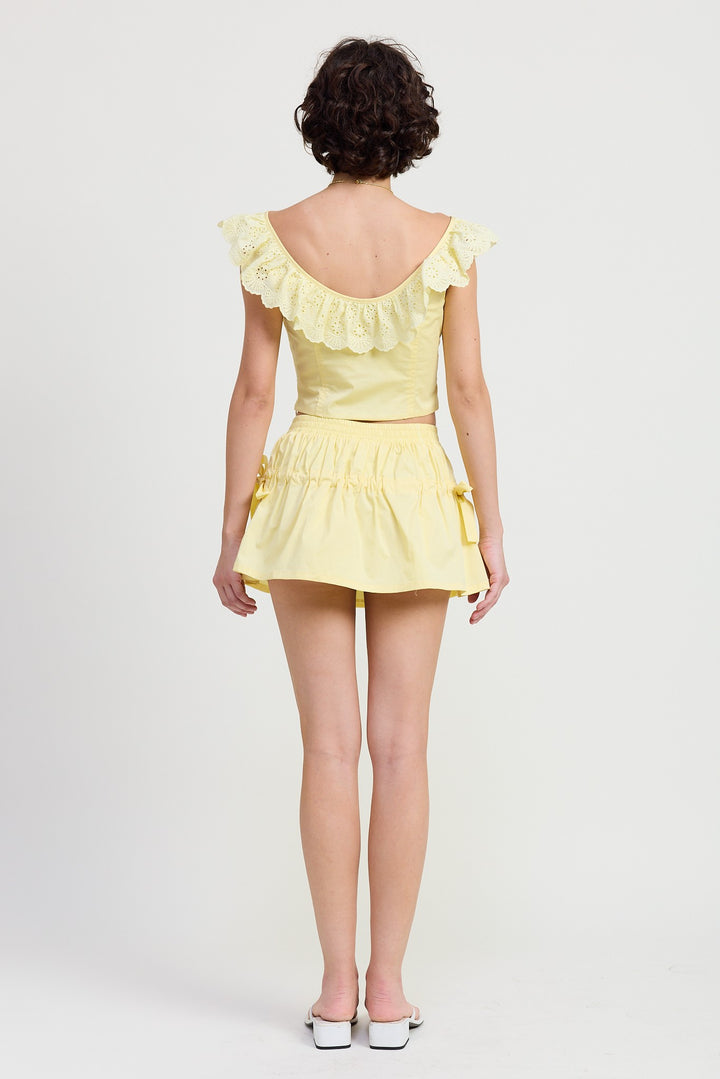 Mnii Ruched Poplin Mini Skirt