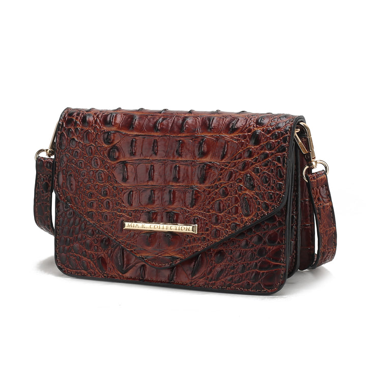 Green Mkf Vanta Solid Croc Embossed Saddle Bag By Mia K