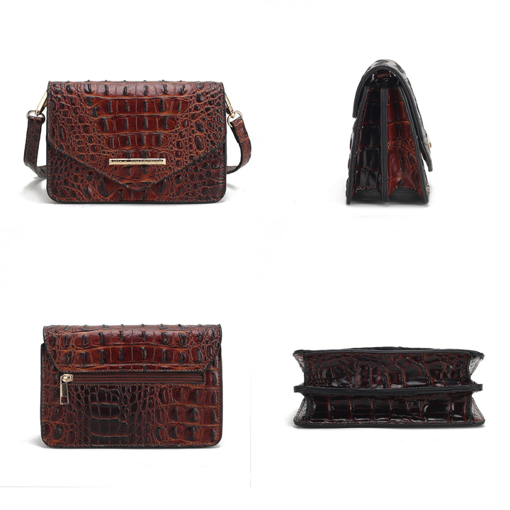 Mkf Vanta Solid Croc Embossed Saddle Bag By Mia K