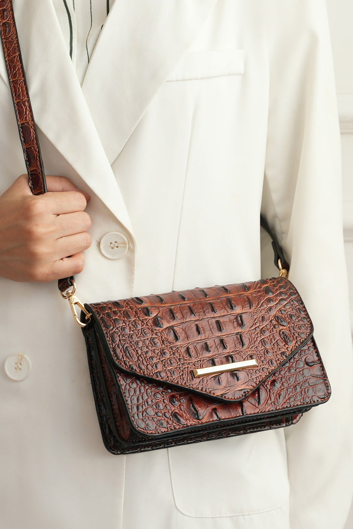 Black Mkf Vanta Solid Croc Embossed Saddle Bag By Mia K