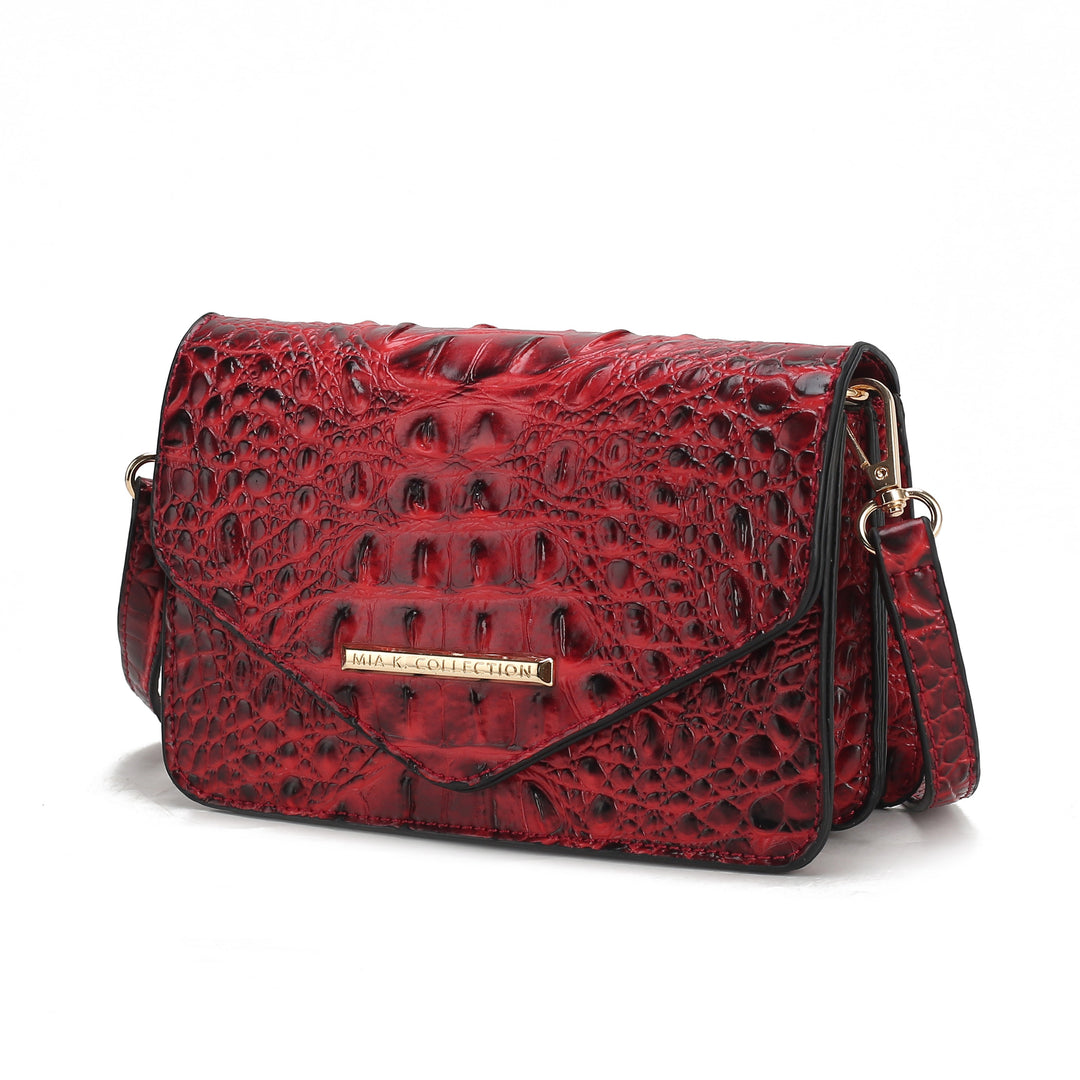 Taupe Mkf Vanta Solid Croc Embossed Saddle Bag By Mia K